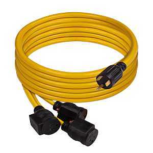 Firman 1101 Power Cord TT-30P to 3 x 5-20R 25ft Extension 10 AWG and Storage Strap