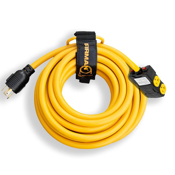 Firman Heavy Duty L14-30P to (4) 5-20R 25' Cord 1195