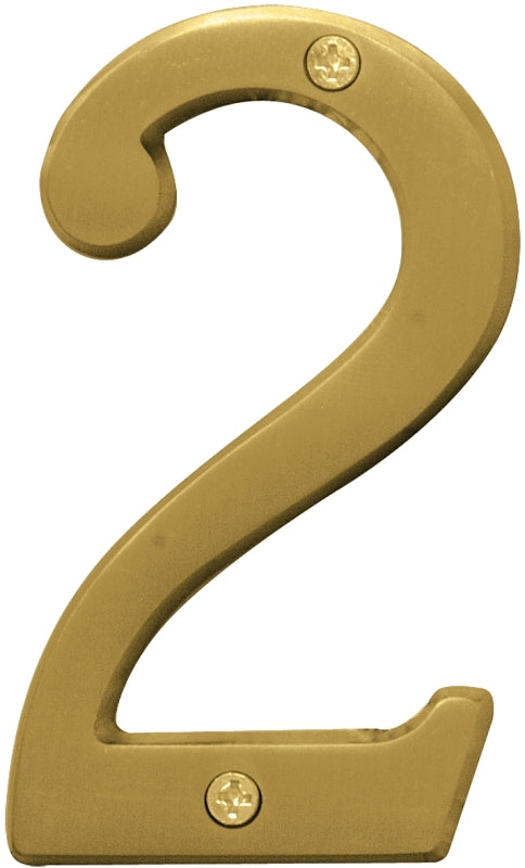 Hy-Ko 4 in. Gold Brass Number 2 Nail-On 1 pc. BR-43BB/2