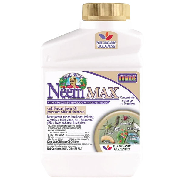 Bonide Captain Jack's Neem Max, 16 oz Concentrated Cold Pressed Neem Oil, Multi-Purpose Insecticide, Fungicide, Miticide, and Nematicide for Organic Gardening 026