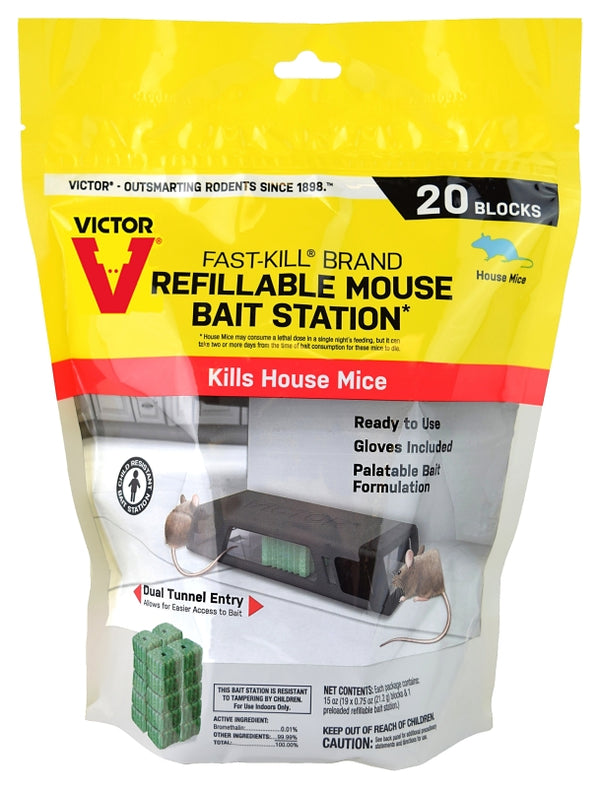 Victor Fast-Kill Brand Refillable Mouse Poison Bait Station - 20 Baits - Dual Entry Design - M923
