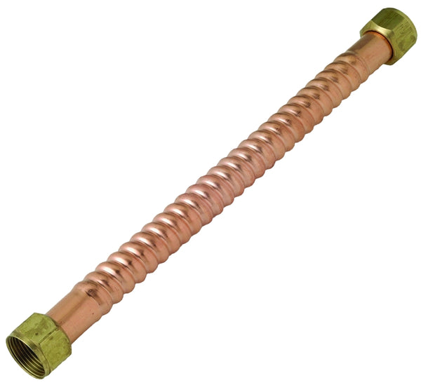 BrassCraft Flex WB00-18N Water Heater Connector, 3/4 In, Fip, 18 In L, 125 Psi, Copper, Polypropylene, Brass & Rubber