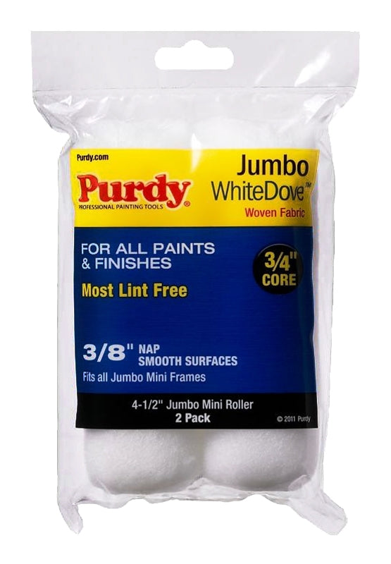 Purdy White Dove Dralon 3/8 in. x 4.5 in. W Paint Roller Cover For Smooth Surfaces Mini 2 pk 14G624012