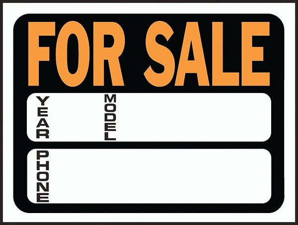 Hy-Ko Products 3031 Auto/Boat For Sale Plastic Sign 8.5" x 12" Orange/Black, 1 Piece
