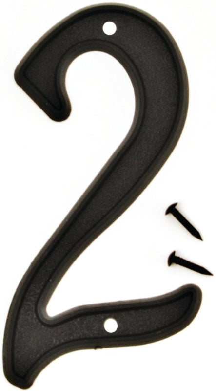 HY-KO Products PN-29/2 Plastic House Number 2 (Two), 4 Inch High, Black