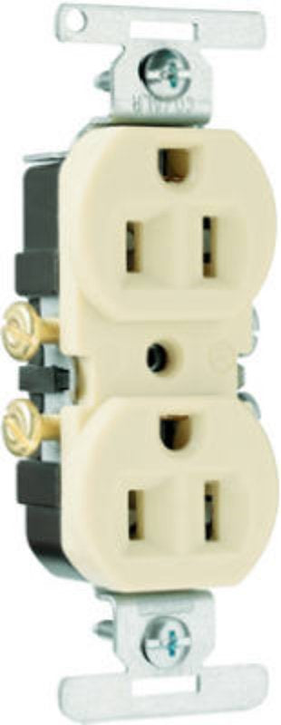 Legrand Duplex Outlet, Copper/Aluminum, 2-Pole, 3-Wire Ground, Ivory, 15-Amp, 125-Volt 3232ICACC20