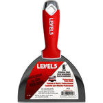 6" Soft-Grip Stainless Steel Drywall Joint Knife - LEVEL5 | Pro-Grade | Comfortable Finishing Hand Tool | Metal Hammer End | Sheetrock Gyprock Plasterboard Mud | 5-142