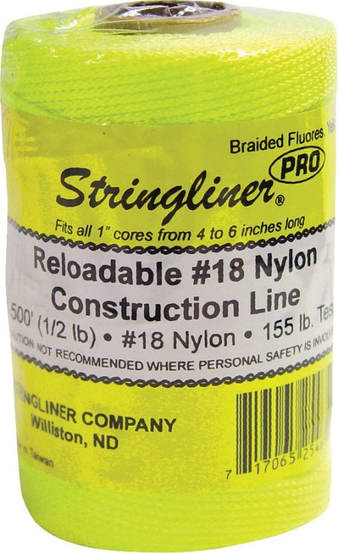 Stringliner US Tape 35465#18 Construction Replacement Roll BRAIDED FL. YELLOW 500'