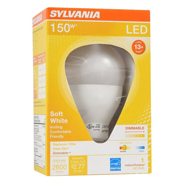 Ledvance SYLVANIA A21 LED Light Bulb, 23W, 150W Equivalent, Dimmable, 2600 Lumens, 2700K, Soft White - 1 Pack (79714)