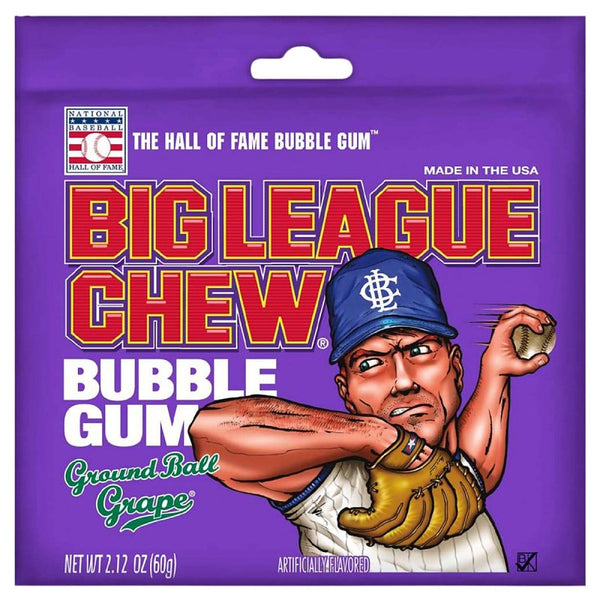 Big League Chew, Ground Ball Grape Bubble Gum, 2.12-Ounce Pouches (Pack of 12)12 533221