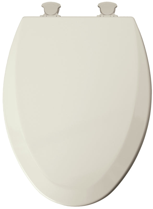 MAYFAIR 141EC 346 Cameron Toilet Seat will Never Loosen and Easily Remove, ELONGATED, Durable Enameled Wood, Biscuit/Linen