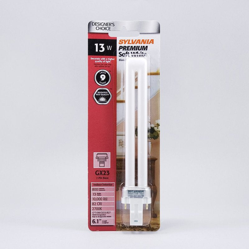 Sylvania Lighting 20491" Dulux S Single Tube CFL Bulb 2-pin 13watt-Soft White