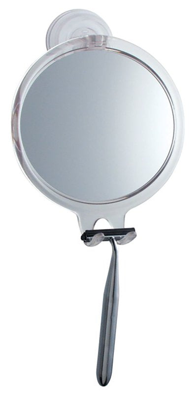 iDesign Plastic Power Lock Suction Shower Shaving Razor Holder, Fog-Free Bathroom or Tub, 6" x 2" x 7", Mirror-Round 52120