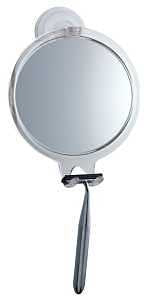 iDesign Plastic Power Lock Suction Shower Shaving Razor Holder, Fog-Free Bathroom or Tub, 6" x 2" x 7", Mirror-Round