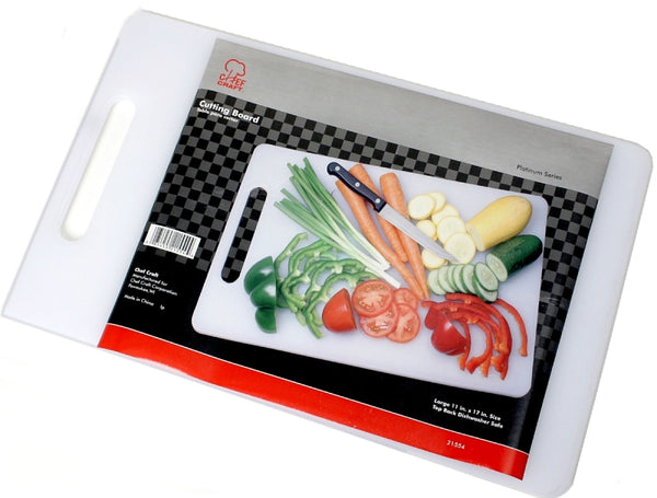 Chef Craft Basic Solid Plastic Cutting Board, 17.5 x 11 inch, White 21554