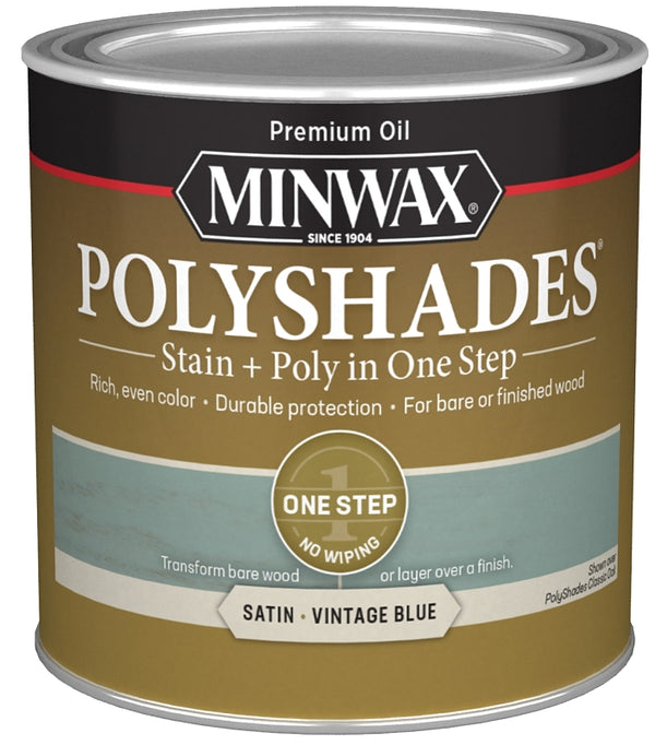 Minwax Polyshades Semi-Transparent Satin Vintage Blue Oil-Based Stain/Polyurethane Finish 0.5 pt 213944444
