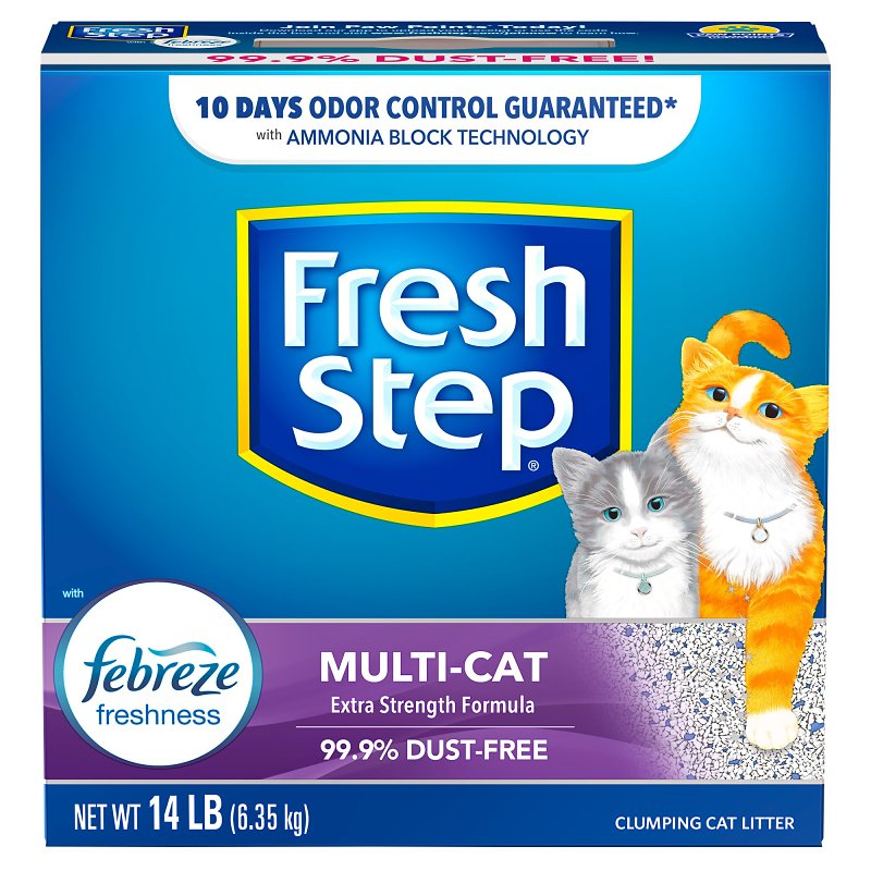 Fresh Step Multi-Cat Extra Strength Scented Litter with the Power of Febreze, Clumping Cat Litter, 14 Pounds (Package May Vary)