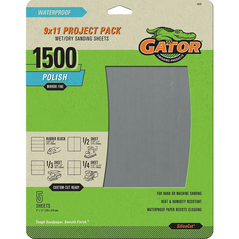 ALI INDUSTRIES 4470 1500 Grit Sandpaper, 9-Inch x 11-Inch, 5 sheets
