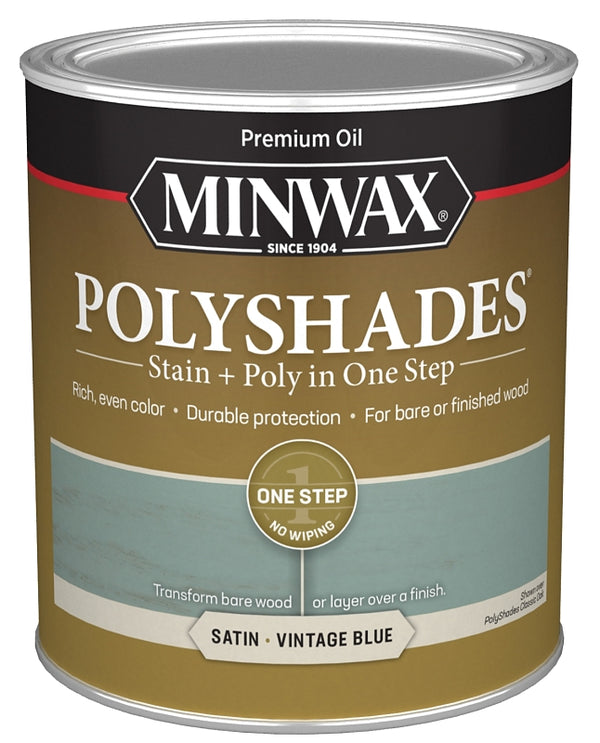 Minwax Polyshades Semi-Transparent Satin Vintage Blue Stain/Polyurethane Finish 1 qt 613944444