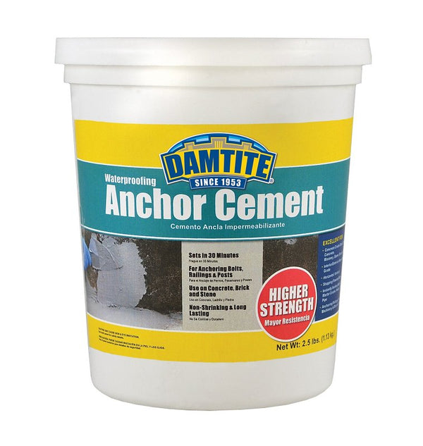 DAMTITE Waterproofing Anchor Cement, Non-Shrinking & Long-Lasting, Use On Concrete, Brick, & Stone, Sets in 30 Minutes (Gray, 2.5lb) 08032/08031