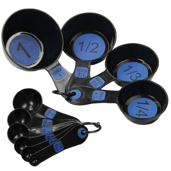 Chef Craft Easy to Read Plastic, Measuring Cup Set, 10 piece set, Blue 42018