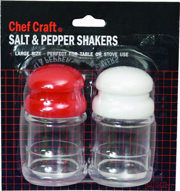 Chef Craft Salt & Pepper Shakers | White and Red, 3.5-Inches Tall by 1.75-Inches Wide | 1-Set 21042
