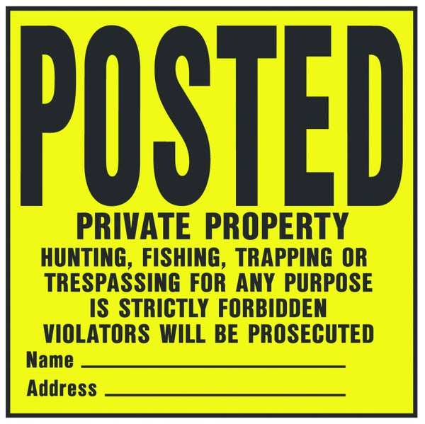 HY-KO Products YP-1 Posted Private Property Plastic Sign, 11" x 11", Black/Yellow