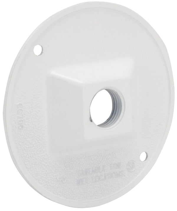 Hubbell 5193-6 Bell Raco Round Cluster Cover, For Use With Weatherproof Boxes, Die Cast Zinc, Powder Coated, White