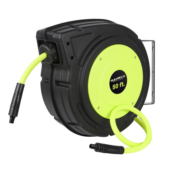 Legacy Manufacturing Flexzilla Retractable Enclosed Plastic Air Hose Reel, 3/8 in. x 50 ft., Heavy Duty, Lightweight, Hybrid, ZillaGreen - L8250FZ