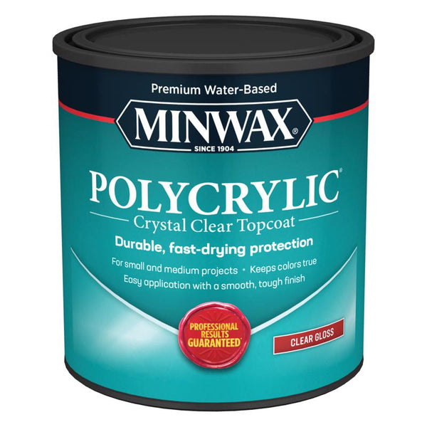 1 qt Minwax 65555 Clear Polycrylic Water-Based Protective Finish Gloss 65555444