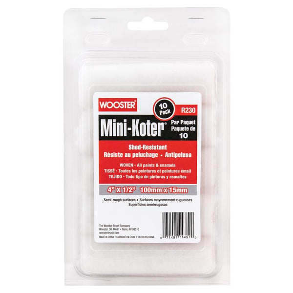 Wooster 4" KOTER Woven 1/2" 10-PK Mini RLRS CASE=6 R130-4