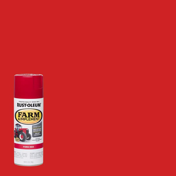 Rust-Oleum 280136 Farm & Implement Spray Paint, 12 oz, Ford Red