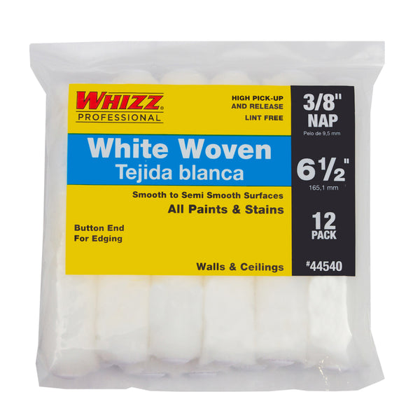 Work Tools International 6-1/2" x 3/8" Nap Work Tools 44540 Whizz White Woven Mini-Roller Cover 12-Pack
