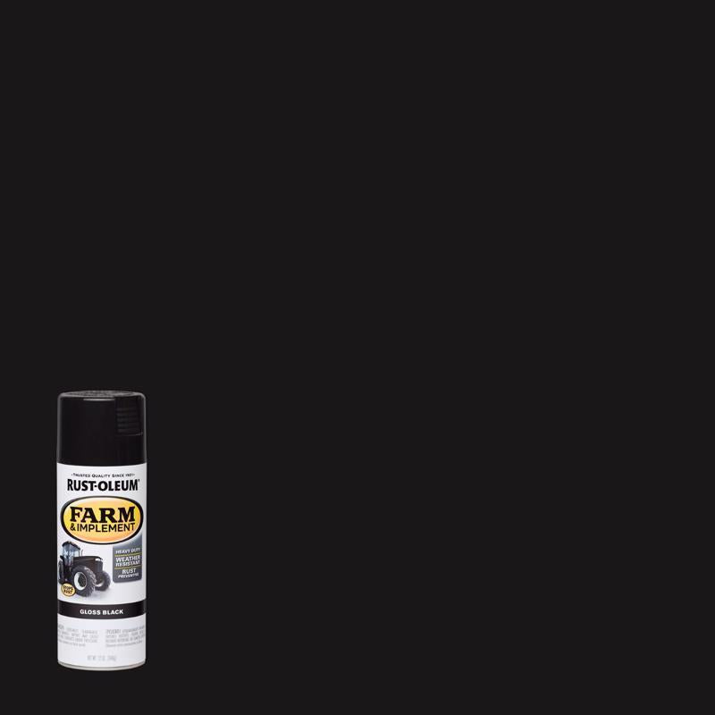Rust-Oleum 280123 Farm & Implement Spray Paint, 12 oz, Gloss Black (Pack of 1)