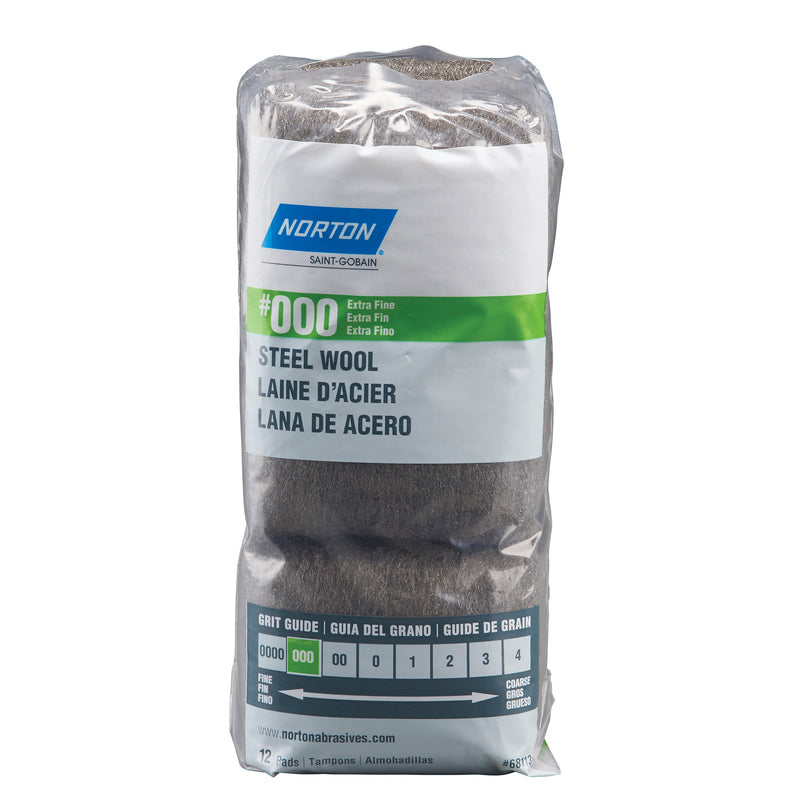 Norton 68113#000 Extra Fine Grit Steel Wool 12 Count