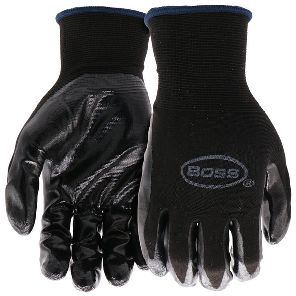 BOSS MANUFACTURING 8442X 656695 Men's Nylon Nitrile Gloves, X-Large, Black