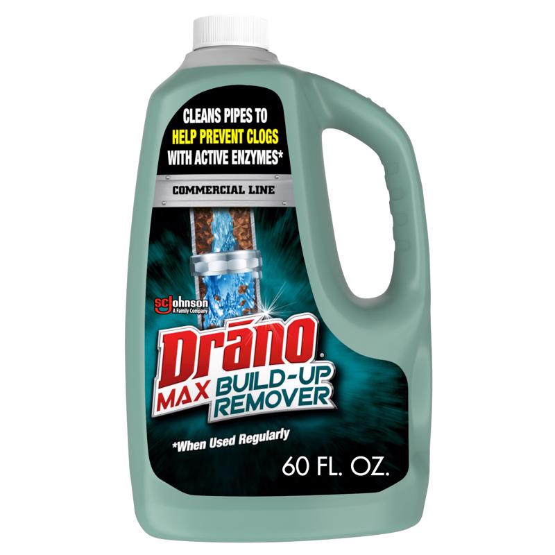 Drano Max Build Up Remover Drain Cleaner, Enzymes & Probiotics Prevents Clogs & Remove Odor-Causing Buildup, Safe for Septic, Toilets & Pipes in Bathroom Drains & Kitchen Sinks, Commercial Line, 60 oz