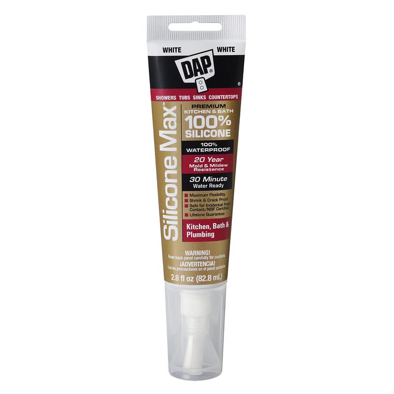 DAP Silicone Max Kitchen & Bath Sealant, White 2.8 Oz (7079808795)