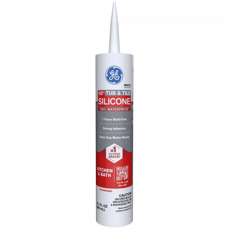 GE Silicone 1 Tub & Tile, White, 10.1 fl oz Cartridge, Pack of 12