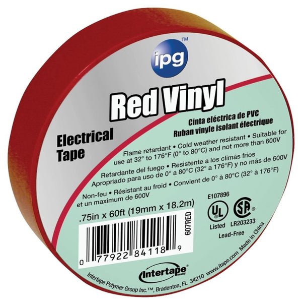 Ipg Intertape Polymer Group 85832 3/4" x 60' Red Vinyl Electrical Tape