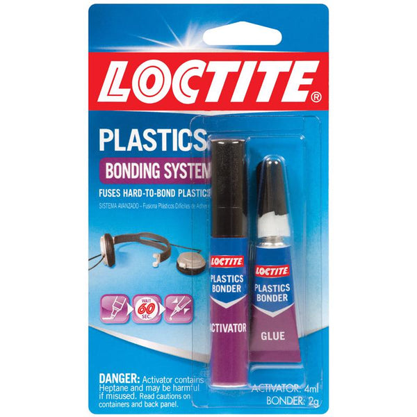 Loctite Super Glue Plastic Bonding system, Clear Superglue for Plastic, Cyanoacrylate Adhesive Instant Glue, Quick Dry - 0.14 fl oz Activator, .07 fl oz Glue, Pack of 1 681925