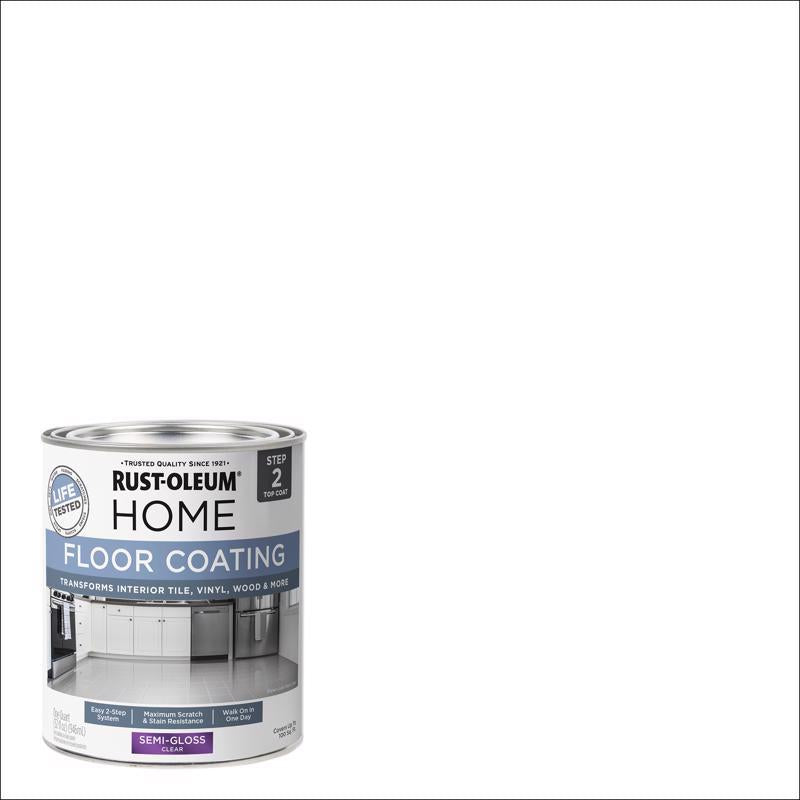 Rust-Oleum 358870 Floor Coating Top Coat Semi-Gloss Clear Quart
