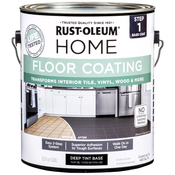 Rust-Oleum 358370 Home Interior Floor Coating System, Step 1 Base Coat, Deep Tint Base, 1 Gal