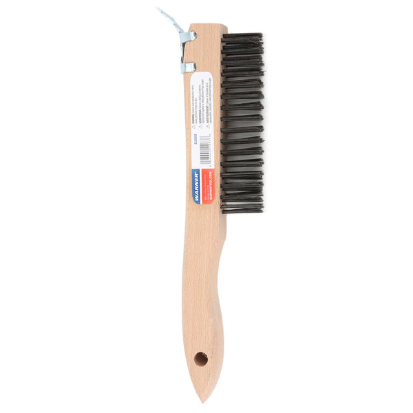 Warner 10" 4x16 Row, Wood Handle Wire Brush w/Scraper, 11083