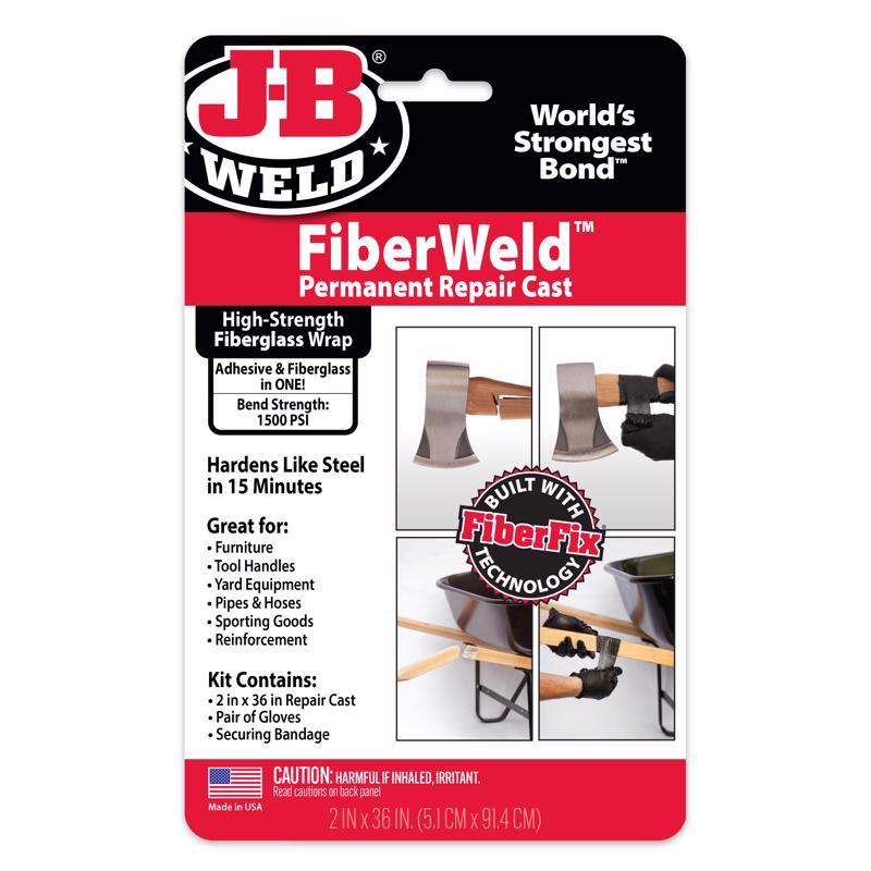 FiberWeld Permanent Repair Cast 2x36 Inch - High Strength Adhesive Fiberglass Wrap - Black, 38236