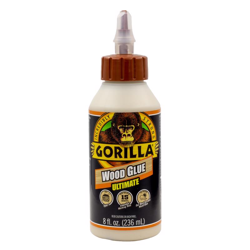 Gorilla Ultimate Waterproof Wood Glue, 8 Ounce, Natural Wood Color, (Pack of 1)