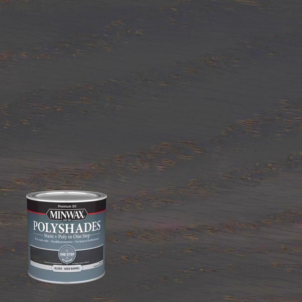 Minwax PolyShades Semi-Transparent Gloss Aged Barrel Stain/Polyurethane Finish 0.5 pt 214994444