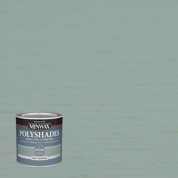Minwax PolyShades Semi-Transparent Gloss Vintage Blue Stain/Polyurethane Finish 0.5 pt 214944444