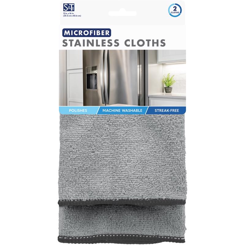 S&T INC. Schroeder & Tremayne Microfiber Cleaning Cloth 12 in. W X 16 in. L 2 pk