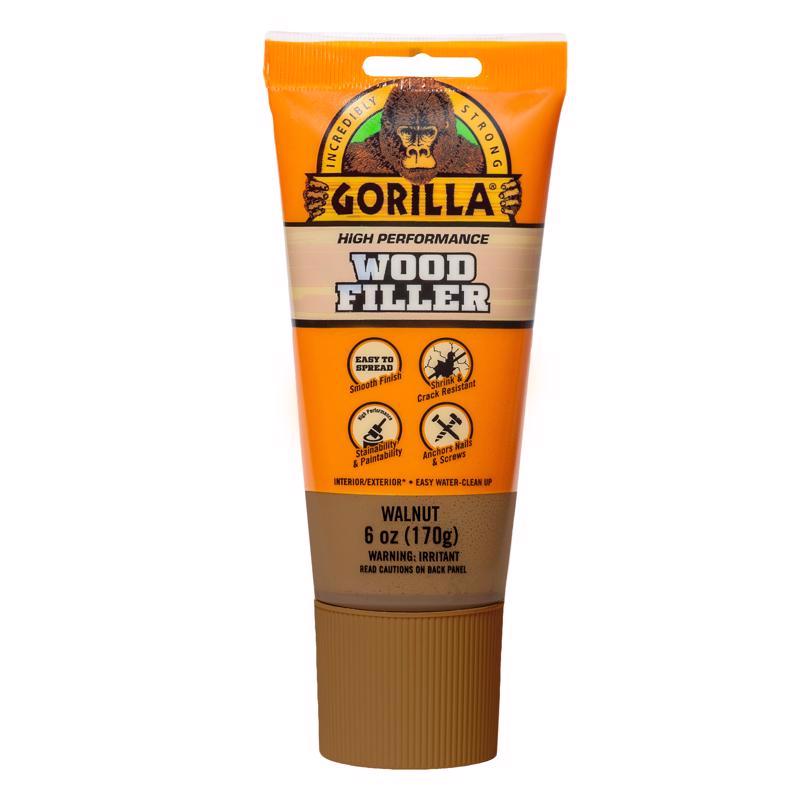 Gorilla All Purpose Wood Filler, 6oz Tube, Walnut (Pack of 1)